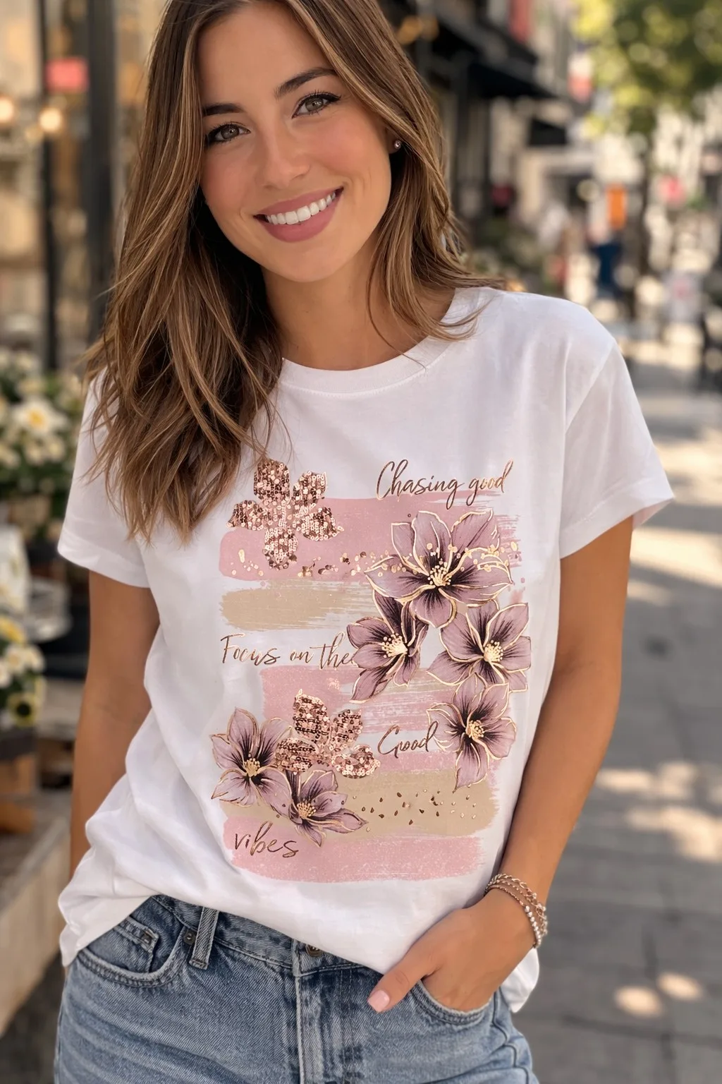 Italian Fashion póló virág mintával - Image 4