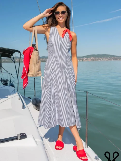 Magenta hosszú csíkos ruha