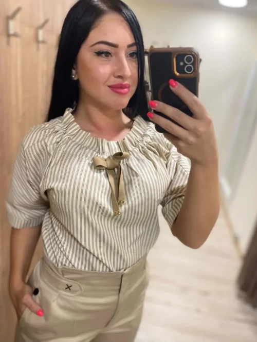 Magenta  csíkos blúz